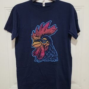 Navy Blue Graphic T-Shirt with Rooster Design Weed Gallo Cannabis Pot